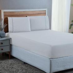 Imagem de Jogo Cama Queen Com Elástico E Fronha Ponto Palito 3 Peças Algodão 300