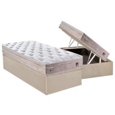 Imagem de Conjunto Box Baú Solteiro: Colchão Molas Sealy MasterPocket Ensacadas Miami + Base CRC Suede Clean(88x188)