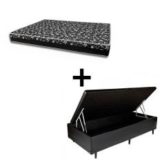 Imagem de Cama Box Baú Solteiro 88 Tecido Sintético Preto com Colchão Belize Bello Box - D33 Preto 58x88x188
