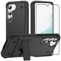 Imagem de Asuwish Capa de celular para Samsung Galaxy S23 Plus S23+ 5G com protetor de tela de vidro temperado e suporte fino, acessórios de celular híbrido de grau militar S23plus 23S + S 23 23+ SM-S916U 16.8