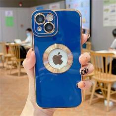 Imagem de Capa de telefone galvanizada macia para iPhone 11 12 13 14 15 Pro Max XS X XR 7 8 Plus Mini capa de silicone oca, azul, para iPhone 15Pro
