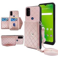 Imagem de Furiet Capa carteira compatível com Cricket Dream 5G/AT&T Radiant Max 5G com alça de ombro transversal suporte para cartão de crédito cordão acessórios de celular capa para telefone para ATT G5 6,8