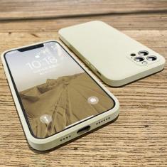 Imagem de Capa para iphone 12 silicone líquido quadrado capa de proteção de lente completa, cor branca cremosa, para iphone 12