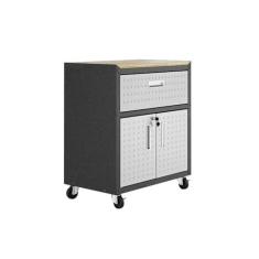 Imagem de Balcão Multiúso Titanium Itatiaia - 2 Portas 1 Gaveta - Preto c/Cinza - c/Rod