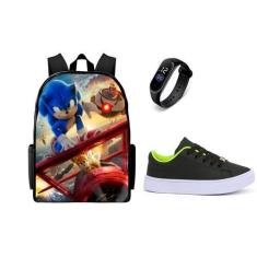 Imagem de Conjunto Masculino Escolar Lançamento Mochila Mais Tenis E Relogio Led