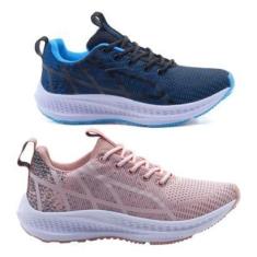 Imagem de Kit 2 Pares Tênis Feminino Esportivo Academia Confortável-Feminino