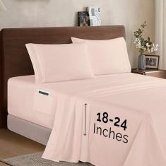 Imagem de Elegant Comfort Jogo de lençol luxuoso 1500 de microfibra de qualidade premium de hotel 4 peças - Macio, elástico em toda a volta, lençol com elástico de 45 a 61 cm - Lençóis com bolso extra profundo,