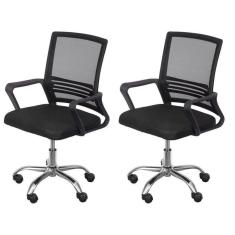 Imagem de Kit 2 Cadeiras para Escritório Diretor Lyon Baixa em Tela Mesh Preto