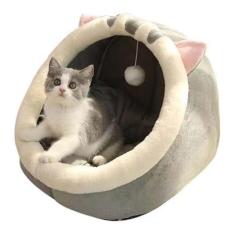 Imagem de Cama para gatos, camas para gatos internos, caverna de gato, caverna para cama de gato com travesseiro acolchoado lavável removível, cama de algodão premium de pelúcia macia sem deformação (tamanho P