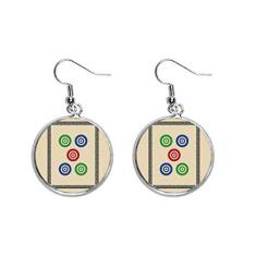 Imagem de Mahjong Brincos femininos com 5 azulejos padrão orelha pendurados prata