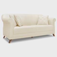 Imagem de Sofá Living 2 Lugares 1,80m Vênus Linho Pés Castanho - Pallazio