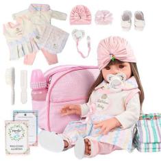 Imagem de Bebê Reborn Boneca Turbante Silicone Menina Pode Dar Banho - Cegonha R