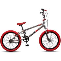 Imagem de Bicicleta Aro 20 BMX STX Cromada Pneu Vermelho Freio V-Brake Edição Especial