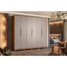 Imagem de Guarda Roupa 6 Portas e 6 Gavetas c/ Pés Atrice Nogueira/Nude - Demóbile