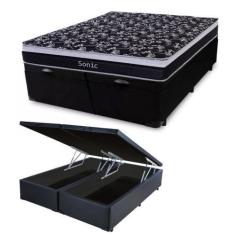 Imagem de Cama Box c/ Baú Queen + Colchão de Molas Ensacadas Firme para 120 kilo