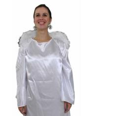 Imagem de Fantasia de Anjo Adulto UnissexTúnica Anjinho Querubim Bata Capa Coroa