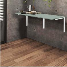Imagem de Mesa Suspensa de Estudos Parede 120cm Escritório Suporte Branco MDF Verde Oliva - Ahazzo Móveis