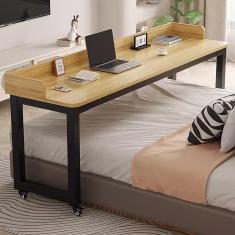 Imagem de Mesa sobreposta com rodas, estação de trabalho de mesa para computador móvel, ao lado da mesa, mesa rolante para escrita em laptop, mesa para carrinho de mesa para laptop para sala de estar,