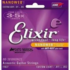 Imagem de Encordoamento 011 Custom Light Para Violão Aço Elixir