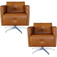 Imagem de Kit 2 Poltronas Giratória Astana Couro Marrom