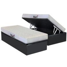 Imagem de Cama Box Baú Solteiro: Colchão Ortopédico Herval D28 - Ag65 Frontier + Base Crc Suede Gray(88x188)