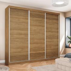 Imagem de Guarda-Roupa Casal 100% MDF Kappesberg 3 Portas de Correr 6 Gavetas Nogueira