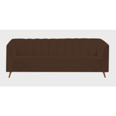 Imagem de Sofá Chesterfield Luxo Camel 3 Lugares Suede Marrom