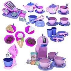 Imagem de Kit Cafeteria Brinquedo Menina Bolo Sorvete Registradora 64p