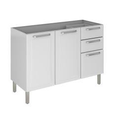 Imagem de Balcão para Pia sem Tampo 3 Portas 2 Gavetas Tarsila Itatiaia Branco