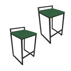 Imagem de Conjunto 02 Banquetas Alta Lavínia Suede Base Preto Verde