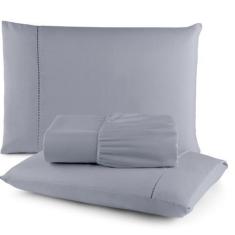 Imagem de Jogo Lençol com Elástico Casal 3 peças Ponto Palito Micropercal 400 Fi