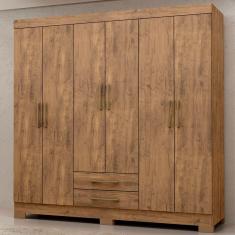 Imagem de Guarda-roupa Casal Escócia 6 Portas 2 Gavetas Ipê Texturizado - Maxel