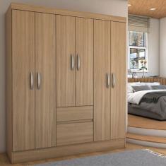 Imagem de Guarda-Roupa Casal Sena Slim 6 Portas 2 Gavetas Amêndola Touch - Panorama Móveis