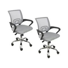 Imagem de Kit 2 Cadeiras de Escritório Begonia Mesh Ergonômico Cinza