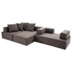 Imagem de Sofá 3 Módulos e 5 encostos com 4 Almofadas Linho Cinza