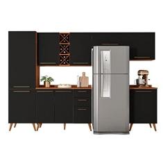 Imagem de Armário De Cozinha Completa Com Adega 9 Portas 3 Gavetas Favorita Preto/Nature