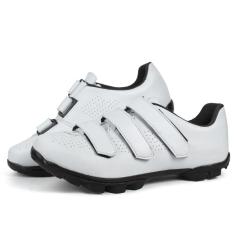 Imagem de Sapatilha Couro Branco Bicicleta MTB Com Clip Bike Speed