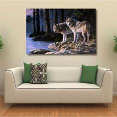 Imagem de Quadro decorativo Lobos Paisagem - Artístico - Tela em Tecid