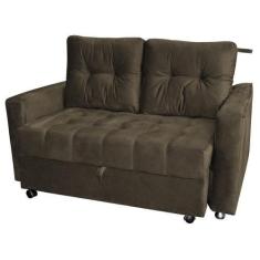 Imagem de Sofá Cama Casal Reclinável Drika - Veludo Turkey Chocolate - Matrix