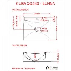 Imagem de Kit Cuba Q440 Com Torneira Pratika 1060 Metal E Válvula 1 Pol. Compace Verde Acqua
