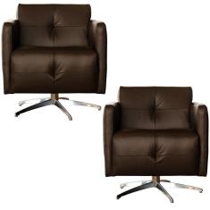 Imagem de Kit 2 Poltronas Giratória Astana Couro Capucino