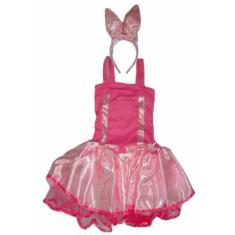 Imagem de Fantasia Vestido Coelha Páscoa Infantil Menina Coelhinha Rosa Carnaval Zumbi Terror
