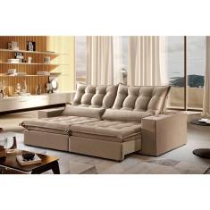 Imagem de Sofá 2 Lugares Retrátil e Reclinável Venus 2.00m Veludo Palha Móveis Mix