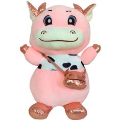 Imagem de Pelúcia Vaquinha Squish Pals Rosa Colecionável 40cm Toyng