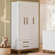 Imagem de Guarda-Roupa Infantil Q Encanto 3 Portas 2 Gavetas Branco Acetinado - Qmovi