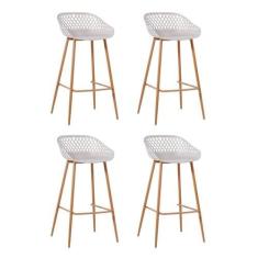 Imagem de Kit 4 Banquetas Alta Polipropileno e Aço Mônaco Espresso Móveis