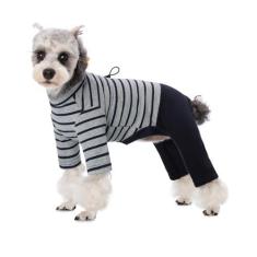 Imagem de Casaco de inverno para cães, casacos quentes de algodão para clima frio, pijamas listrados de gola redonda, macacão para cães de manga comprida, roupas de inverno para cães pequenos e médios, macacão