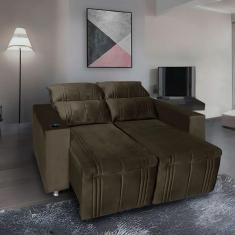 Imagem de Sofá Retrátil E Reclinável 2 Lugares Madri Suede Marrom Castor - Star Confort Marrom Castor
