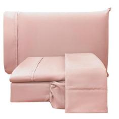 Imagem de Jogo Cama Lençol King Conforto Percal 300 Fios 4 Peças Rosê - Casa Sho