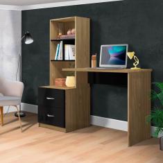 Imagem de Escrivaninha Para Notebook Com Estante Cristal Nature Preto Peternella